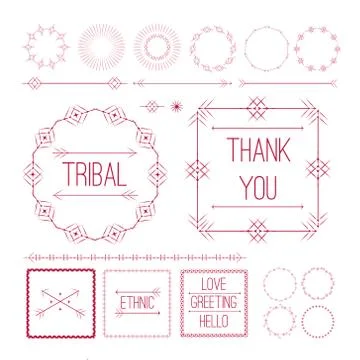 Set of Ethnic ornamental decor elements Illustrazione stock