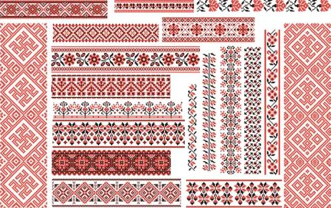 Set of Ethnic Patterns for Embroidery Stitch Stock Illustration