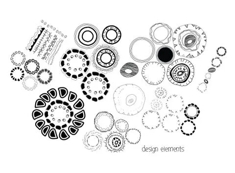 Set of ethnographic design elements doodle Stock Illustration