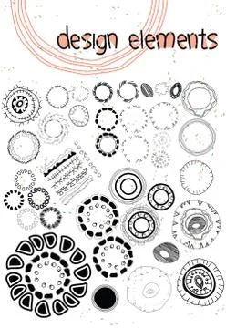 Set of ethnographic design elements doodle Stock Illustration