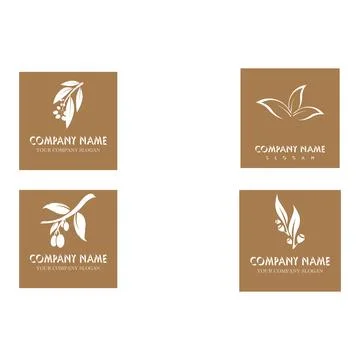 Set Eucalyptus leaves logo vector Stock Illustration