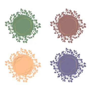 Set of eucalyptus leaves, selection of branches vector design round frame. Go Stock Illustration