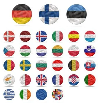 Set euro coin with flags イラスト素材