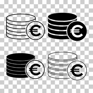 Set of Euro stack coin, flat icon money design, cash sign vector illustration Stock Illustration