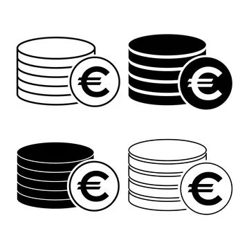 Set of Euro stack coin, flat icon money design, cash sign vector illustration Stock Illustration
