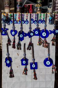 Set of evil eye bead as Amulet souvenir Stock-Fotos