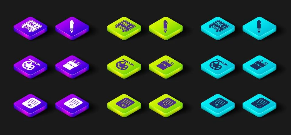 Set Exam sheet with A plus grade, paper incorrect answers, Paint brush palette 스톡 일러스트