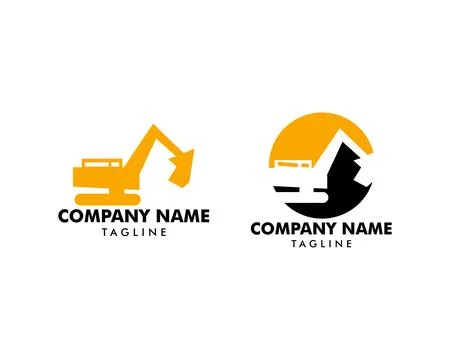 Set of Excavator Vector Logo Template, logo for heavy equipment, constructi.. Stock Illustration