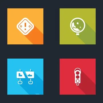 Set Exclamation mark in triangle, Road warning rockfall, traffic sign and T.. Stock Illustration