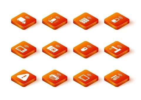Set Exclamation mark in triangle, Smart printer, microwave oven, photo camera Illustrazione stock