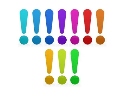 Set of exclamation marks many color isolated on white background Stock Illustration