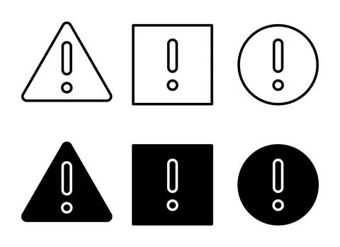 Set of Exclamation Marks in Various Shapes and Colors for Attention Signs Illustrazione stock