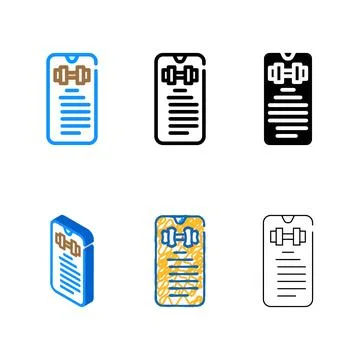Set exercise description smartphone app color icon vector Stock Illustration