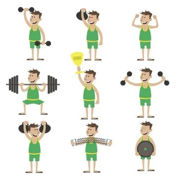 A set of exercises with dumbbells Stock Illustration