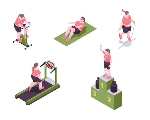 Set of exercises for weight loss. Stock Illustration