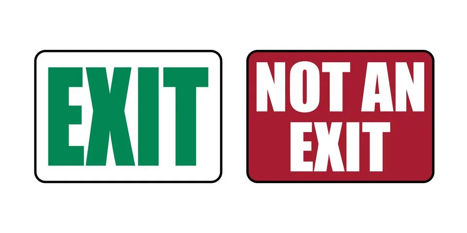 Set of exit and no an exit signs Stock Illustration