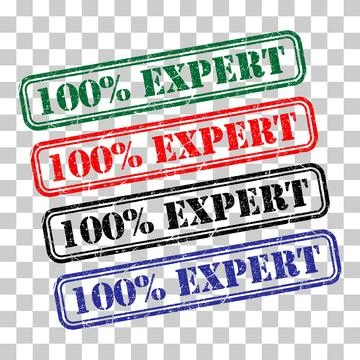 Set of Expert 100% stamp symbol, label sticker sign button, text banner vecto Stock Illustration