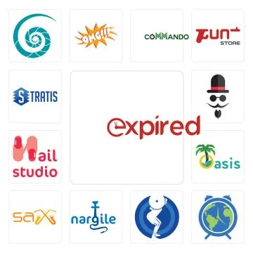 Set of expi, earth hour, squat, nargile, sax, oasis, nail studio, mister, str Free Stock Illustration