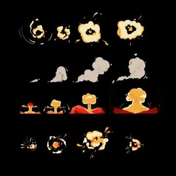 Set of explosion clouds in cartoon comic style. イラスト素材