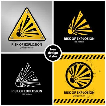 Set of explosion hazard symbols Stock Illustration