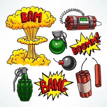 Set of explosive devices Illustrazione stock