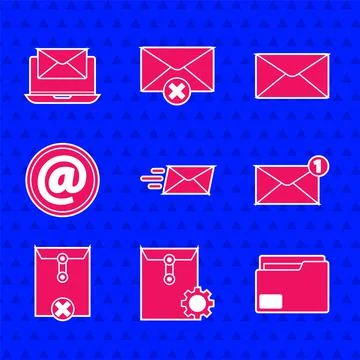 Set Express envelope, Envelope setting, Document folder, Delete, Mail and e-mail Stock Illustration