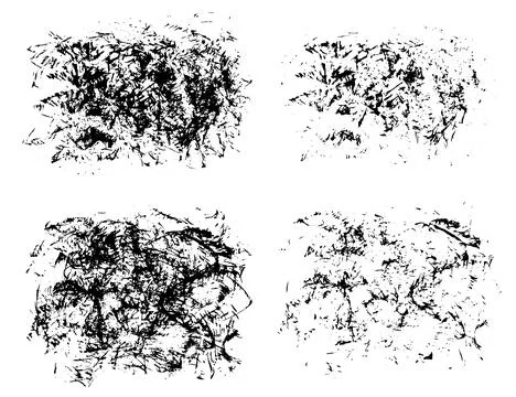 Set of expressive textured black ink stains Stock Illustration