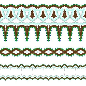 Set of exquisite filigree borders or brush style mosaics and inlay Stock Illustration