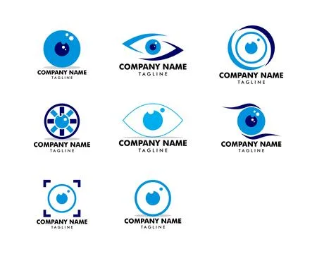 Set of Eye Ball Icon Vector Logo Template Stock Illustration
