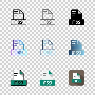 Set of eye catching msg file format icons with bright colors and a modern style. Stock Illustration