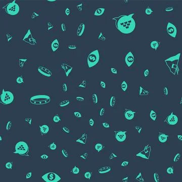 Set Eye with dollar, Gold bars, ring and mine on seamless pattern. Vector Stock Illustration