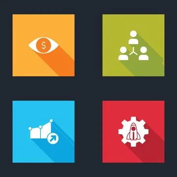 Set Eye with dollar, Project team base, Financial growth and Startup project  Stock Illustration