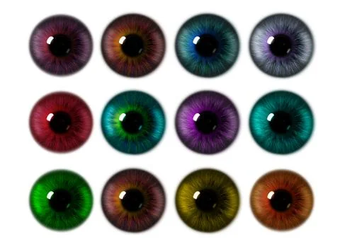 Set of eye iris generated textures Stock Illustration