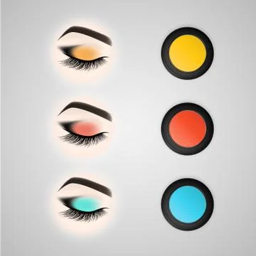 Set of eye makeup. Closed eye with long eyelashes. Royalty Free