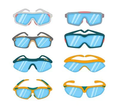 Set of Eye Safety Glasses Set Collection, Protective Eyeglasses, Eyewear Pr.. イラスト素材