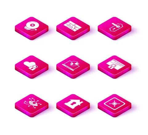 Set Eye scan, House under protection, Cloud computing lock, Laptop protected イラスト素材