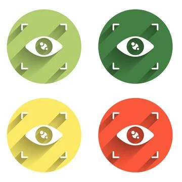 Set Eye scan icon isolated with long shadow background. Scanning eye. Secur.. Stock Illustration