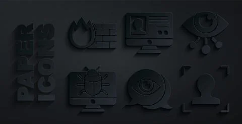 Set Eye scan, System bug on monitor, Face recognition, Create account screen and 스톡 일러스트