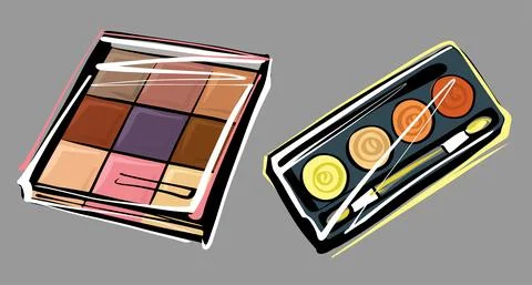 Set of eye shadow palette, eye shadow layout, autumn summer palette Stock Illustration