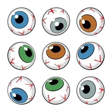Set of eyeballs on white background Stock Illustration