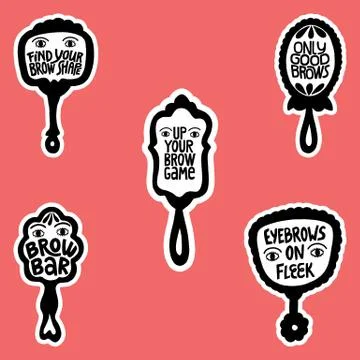 Set of eyebrow slogans in the mirror Stock Illustration
