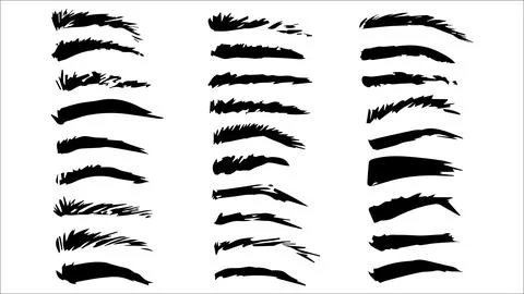 Set of eyebrows drawn in ink on white background Stock Illustration