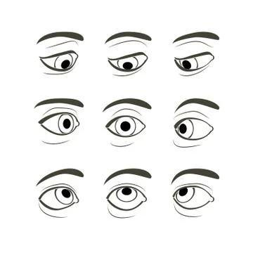 Set of Eyes Positions 스톡 일러스트