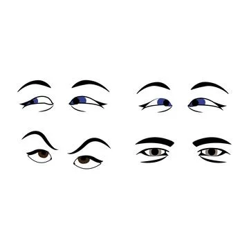 Set of eyes on white Illustrazione stock