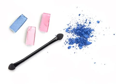 Set of eyeshadow and applicator isolated on white Stock Photos