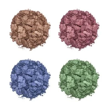 Set of eyeshadow sample isolated on white background. Crushed brown metallic  Foto stock