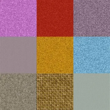 Set of fabric knit generated textures Stock Illustration
