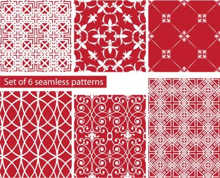 Set of fabric textures with different lattices - seamless patterns. Illustrazione stock