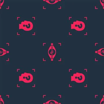 Set Face recognition and Eye scan on seamless pattern. Vector Stock Illustration