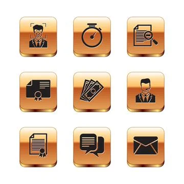 Set Face recognition, Certificate template, Chat, Stacks paper money cash, and Illustrazione stock